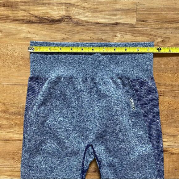 GYMSHARK M Blue Flex Cycling Biker Shorts Compression Workout Athletic Gym Logo - Picture 10 of 11